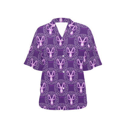 Capricorn Zodiac Pattern Print Design 04 Women's Hawaiian Shirt