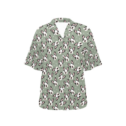 Boston Terrier Pattern Print Design 05 Women's Hawaiian Shirt