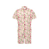 Bird Butterfly Pink Flower Print Pattern Men's Romper