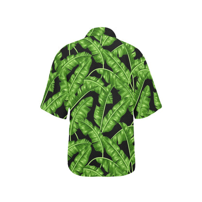 Banana Leaf Pattern Print Design BL01 Women's Hawaiian Shirt