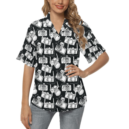 Camera Pattern Print Design 01 Women's Hawaiian Shirt