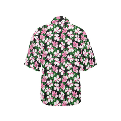 Hibiscus Pink Flower Hawaiian Print Women's Hawaiian Shirt