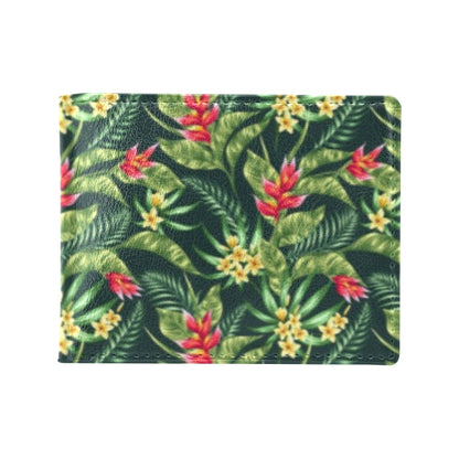 Tropical Folower Red Heliconia Print Men's ID Card Wallet