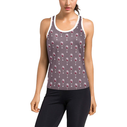 Wine Glass Pattern Print Design LKS305 Women's Racerback Tank Top