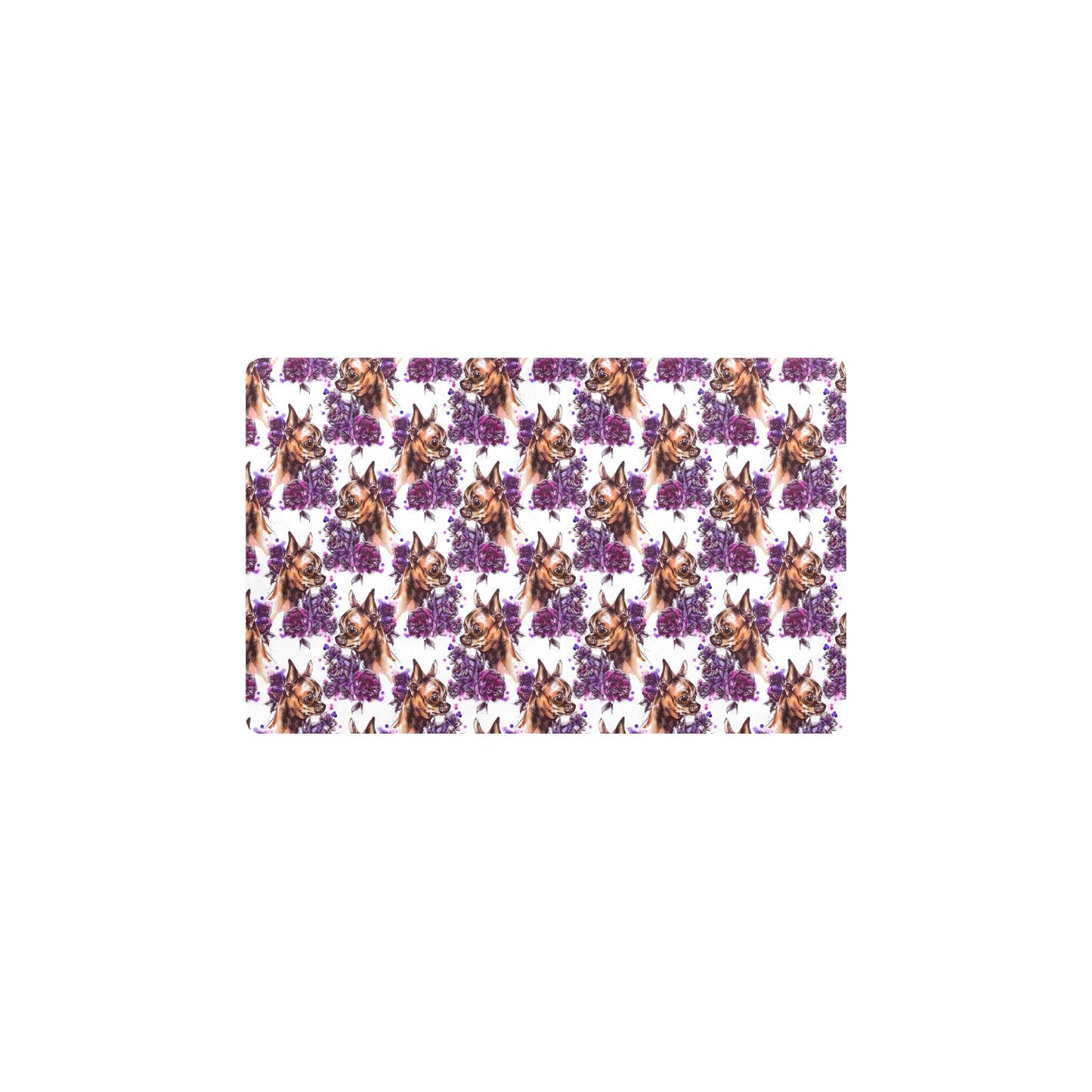 Chihuahua Purple Floral Kitchen Mat