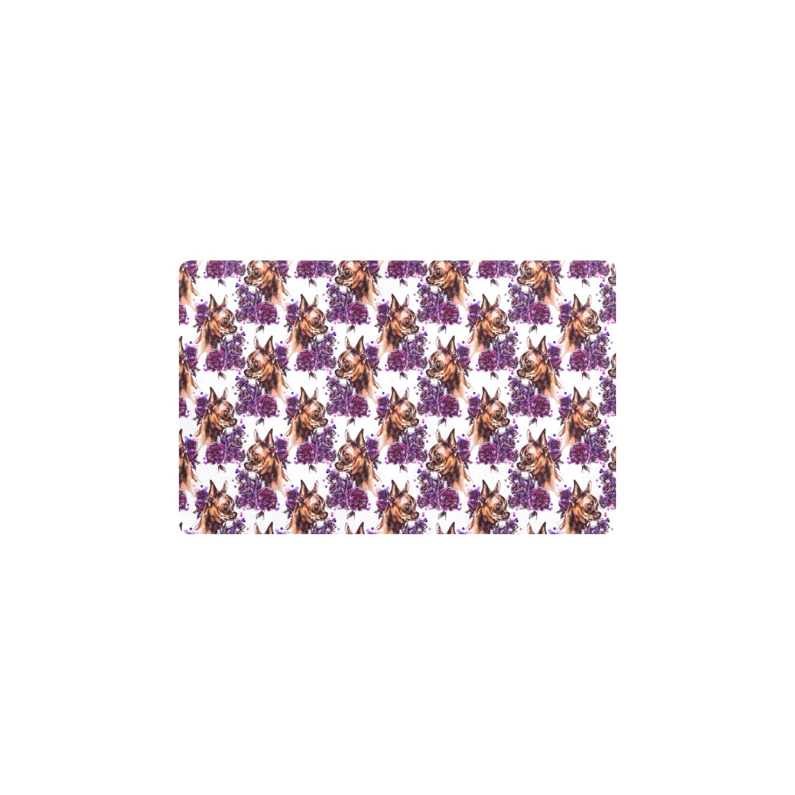 Chihuahua Purple Floral Kitchen Mat