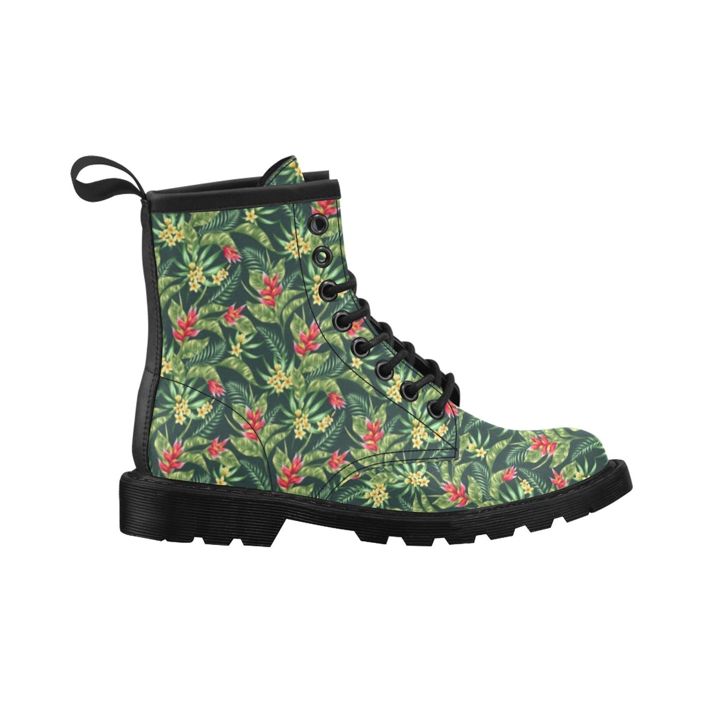 Tropical Folower Red Heliconia Print Women's Boots