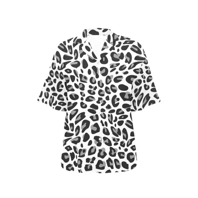 Snow Leopard Skin Print Women's Hawaiian Shirt