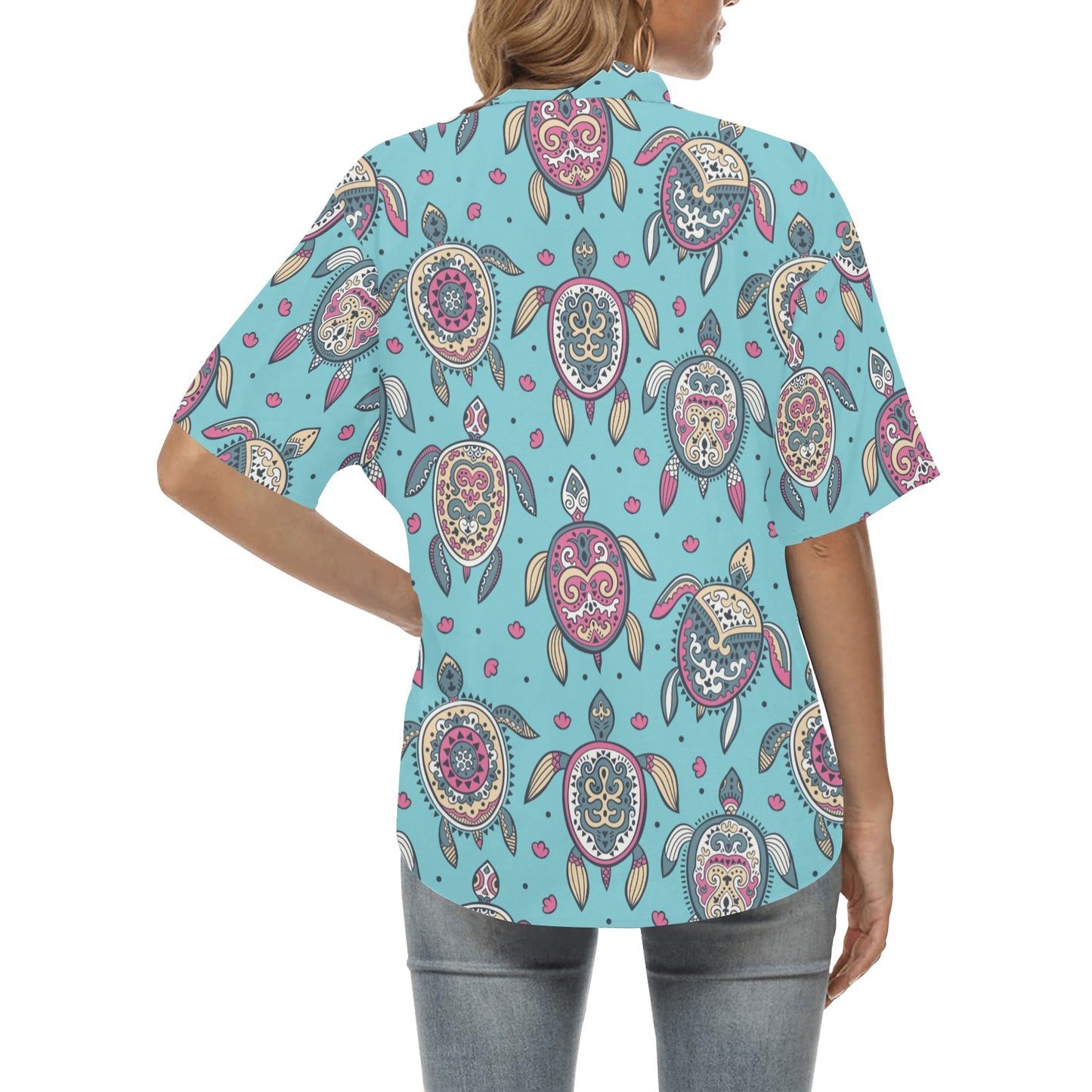 Sea Turtle Art Pattern Women's Hawaiian Shirt