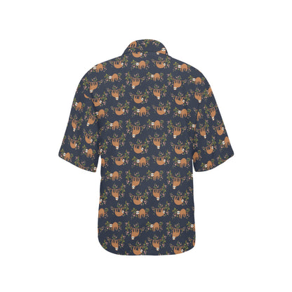Sloth flower Design Themed Print Women's Hawaiian Shirt