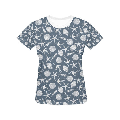 Seashell Print Design LKS306 Women's  T-shirt