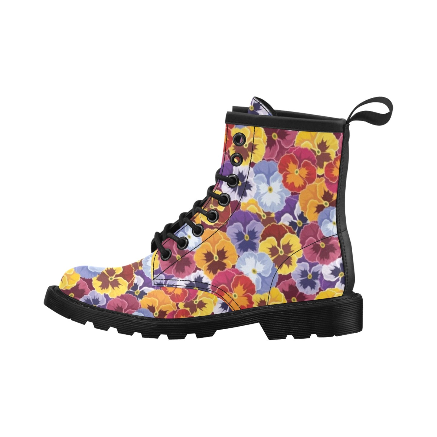 Pansy Pattern Print Design PS01 Women's Boots