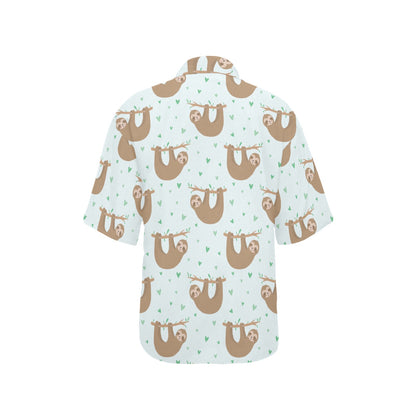 Sloth Print Design LKS308 Women's Hawaiian Shirt