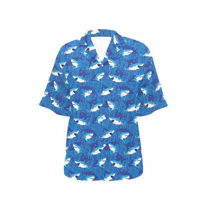 Shark Print Design LKS308 Women's Hawaiian Shirt