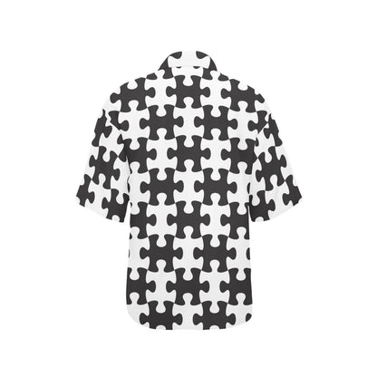 Puzzle Black White Pattern Print Design A02 Women's Hawaiian Shirt