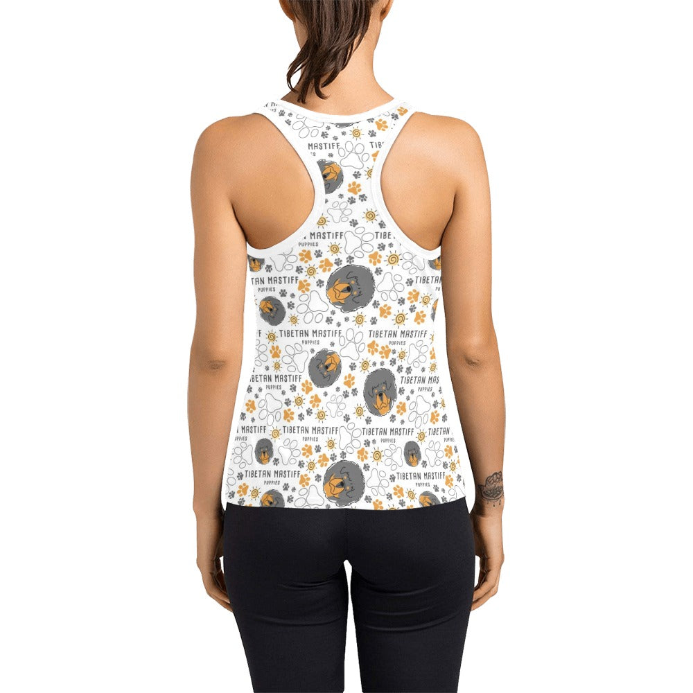 Tibetan Mastiffs Print Design LKS302 Women's Racerback Tank Top