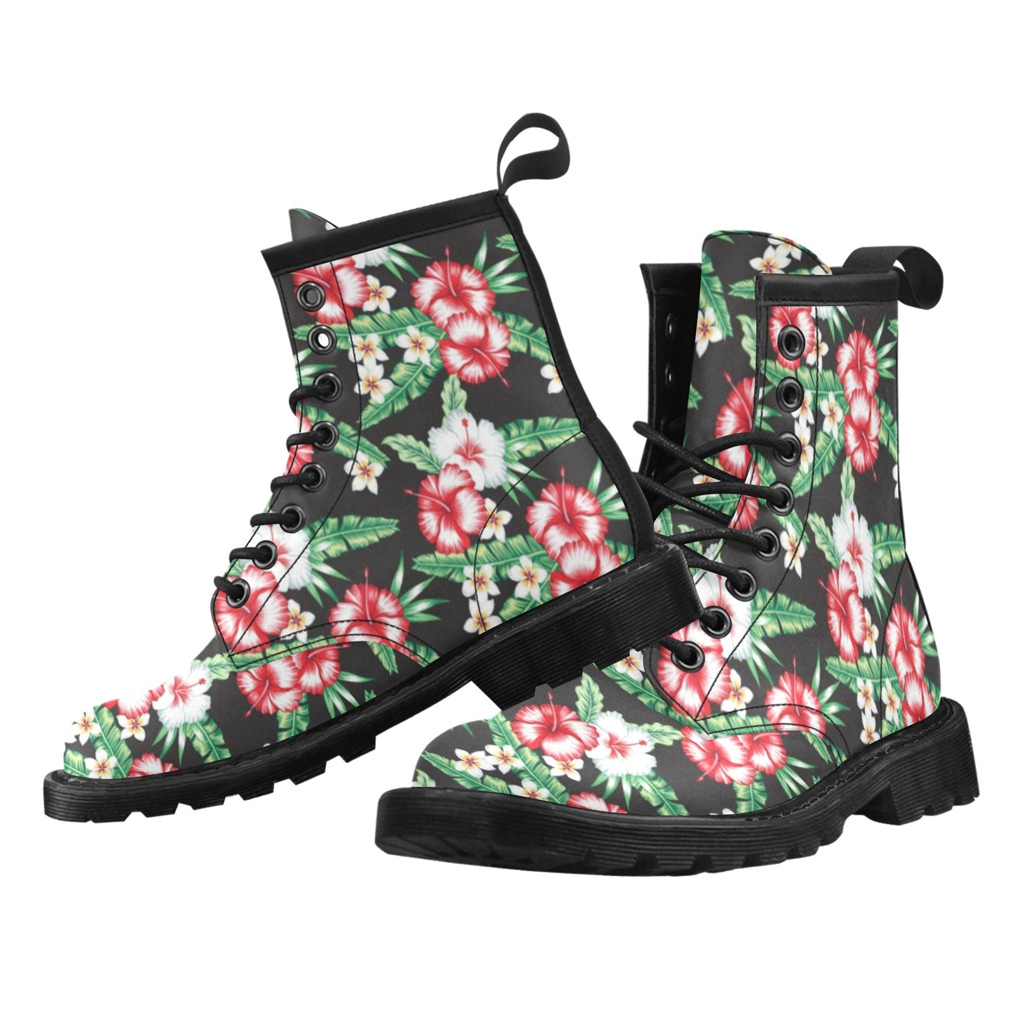 Hawaiian flower tropical leaves Women's Boots