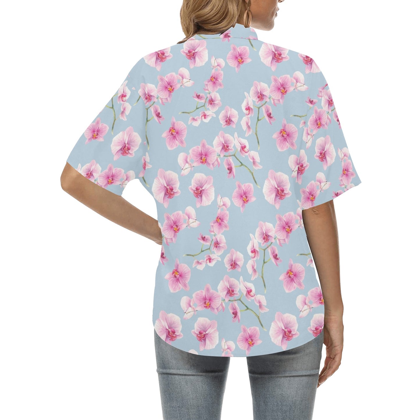Orchid Pink Pattern Print Design OR01 Women's Hawaiian Shirt