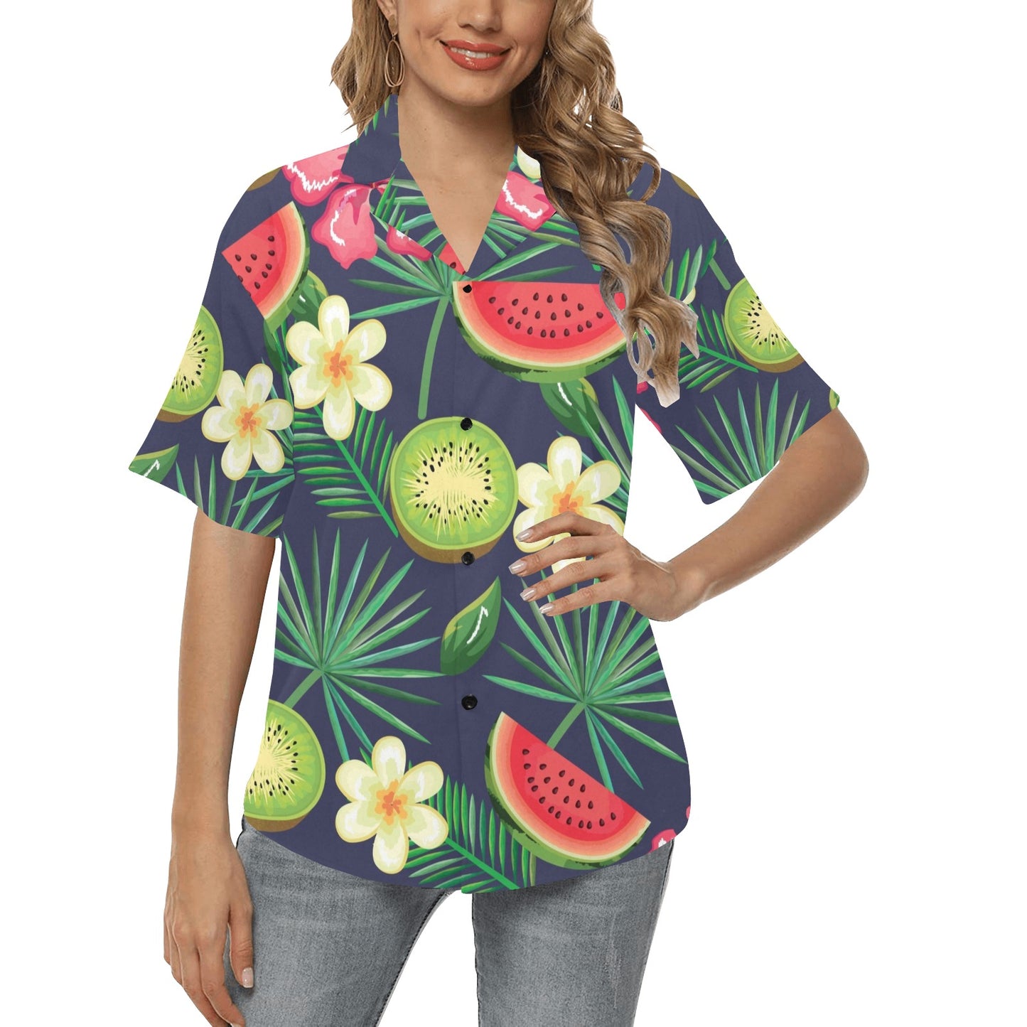 Tropical Fruits Pattern Print Design TF05 Women's Hawaiian Shirt