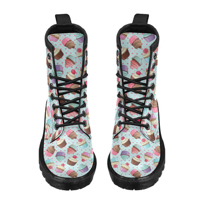 Cupcakes Fancy Heart Print Pattern Women's Boots