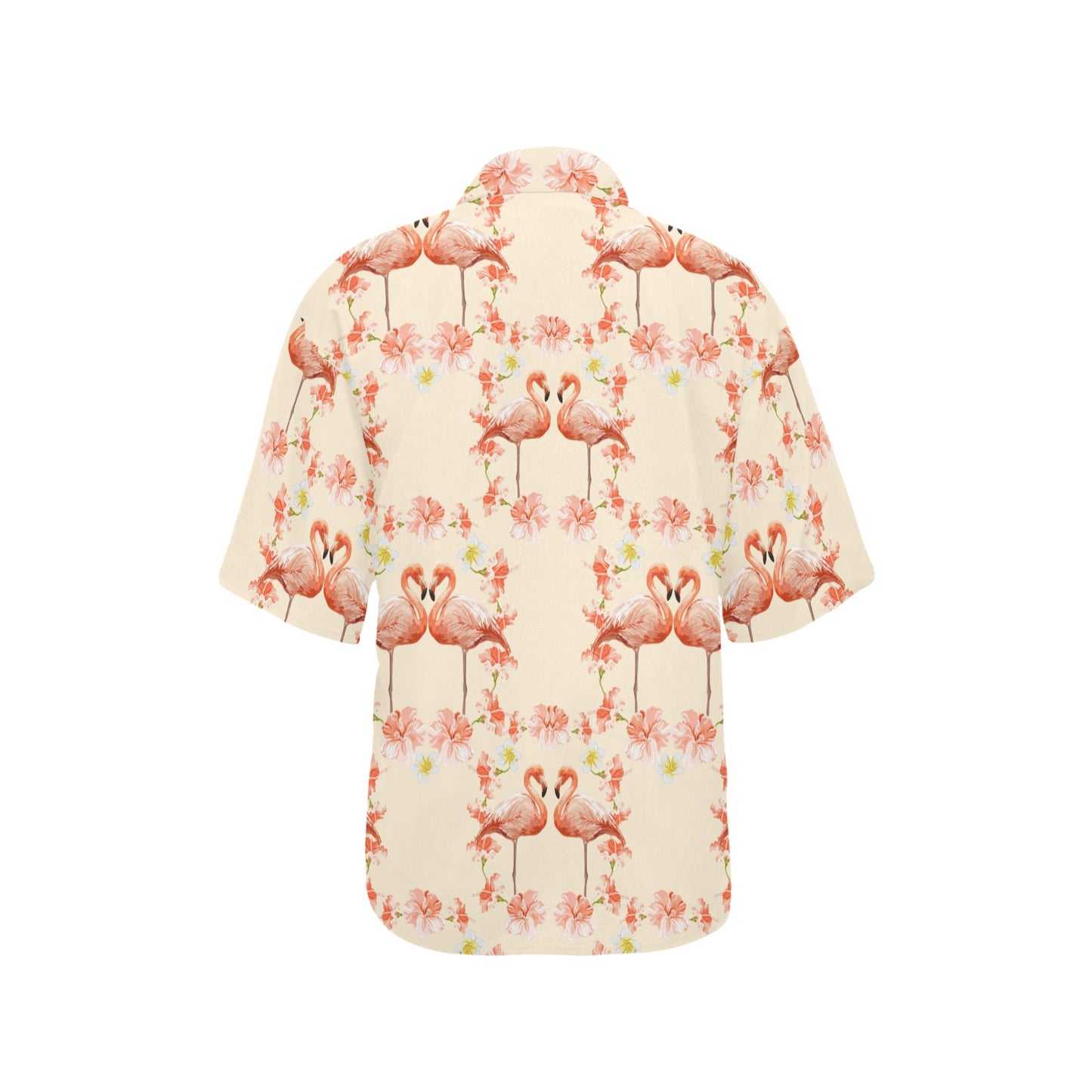 Flamingo Hibiscus Print Pattern Women's Hawaiian Shirt