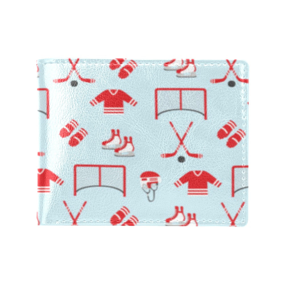 Hockey Red Equipment Print Design LKS305 Men's ID Card Wallet