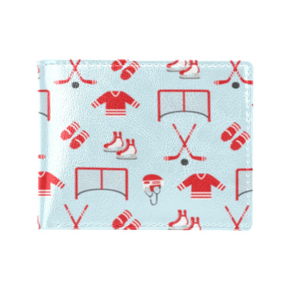 Hockey Red Equipment Print Design LKS305 Men's ID Card Wallet