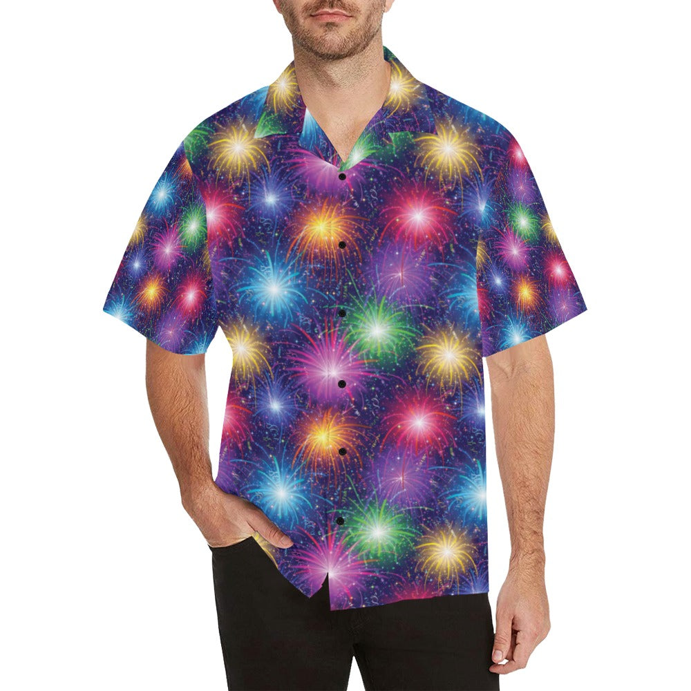 Firework Colorful Print Design LKS301 Men's Hawaiian Shirt
