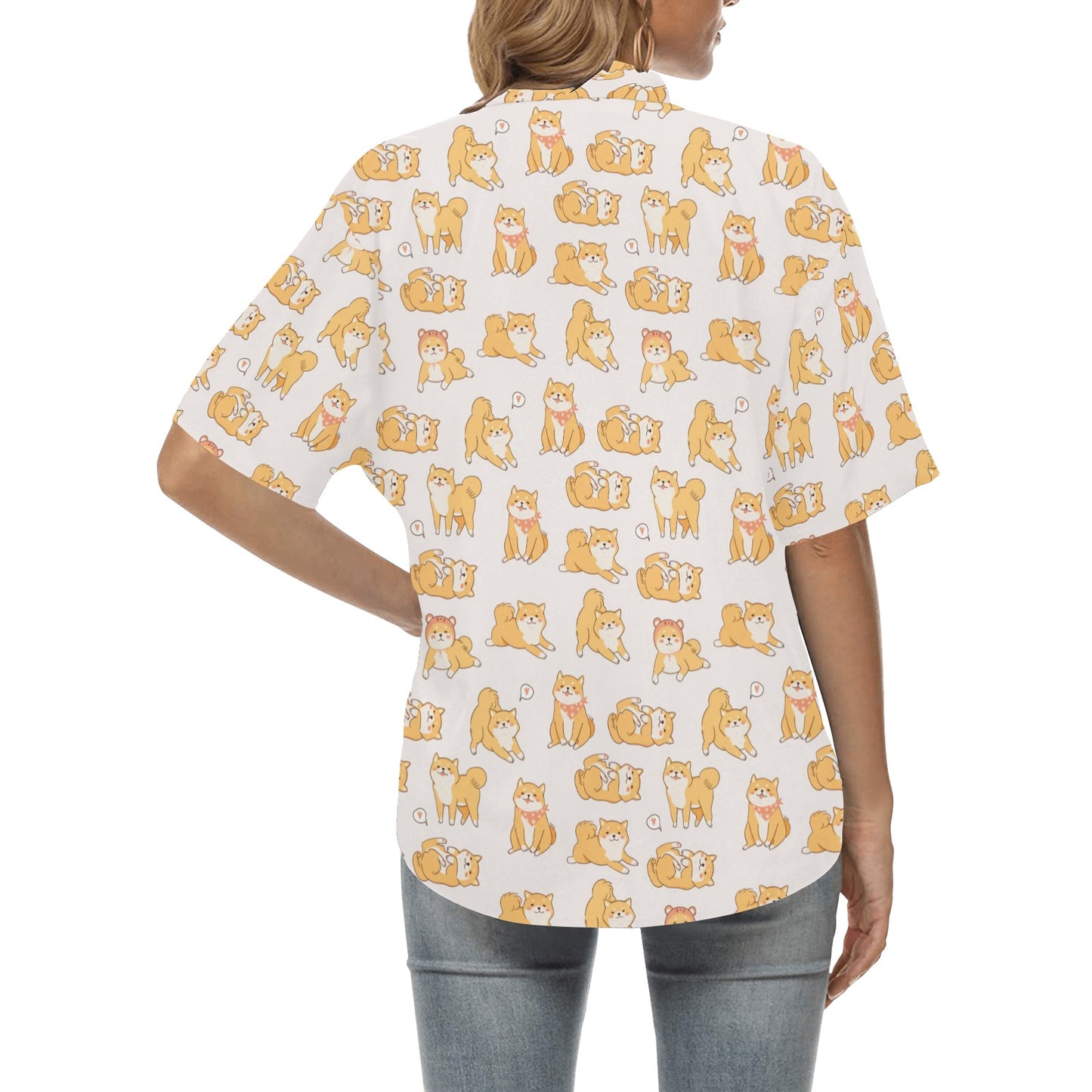 Shiba Inu Print Design LKS308 Women's Hawaiian Shirt
