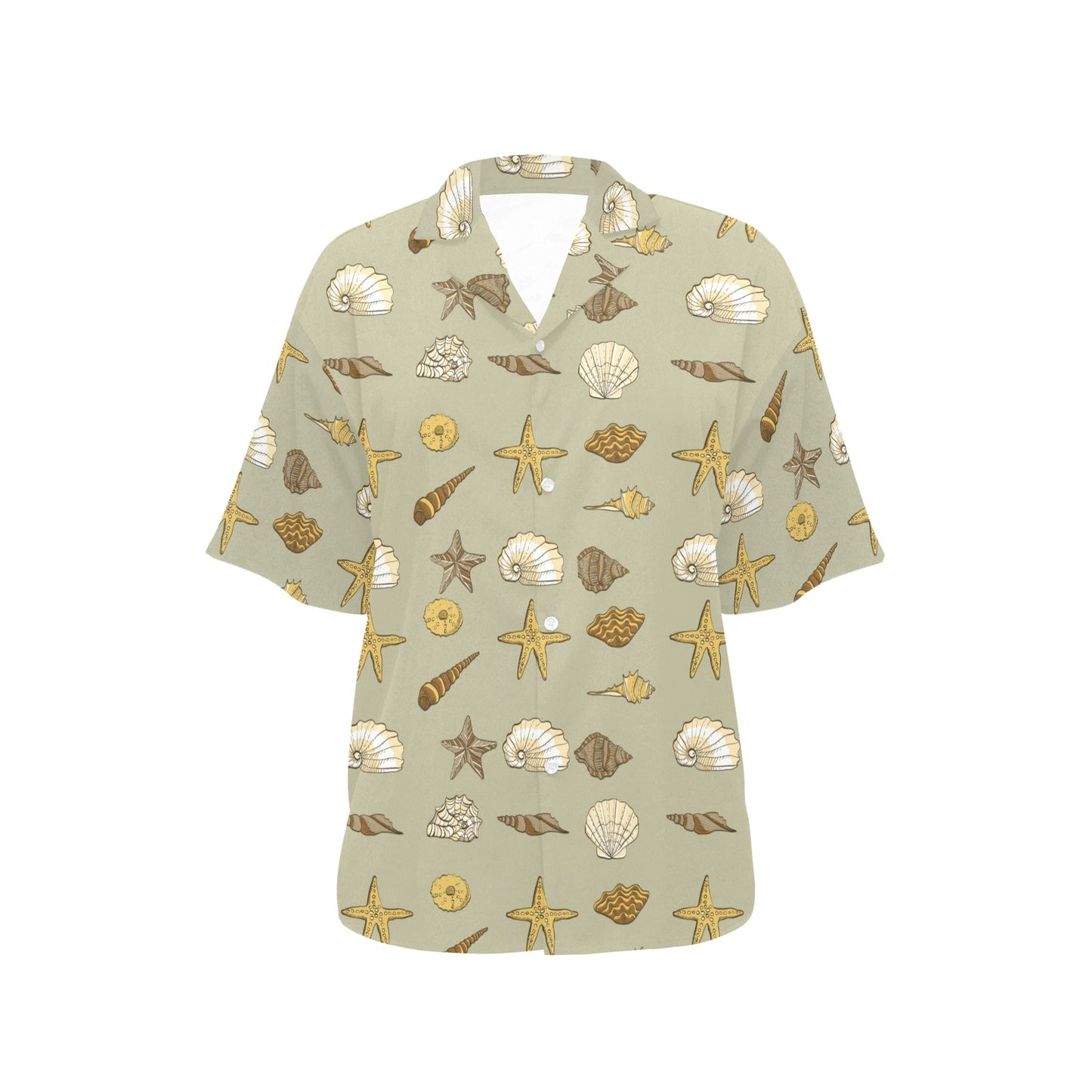 Seashell Beach Print Design LKS303 Women's Hawaiian Shirt