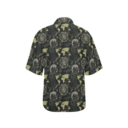 World Map Print Design LKS303 Women's Hawaiian Shirt