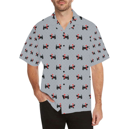 Scottish Christmas Themed Terriers Print Design LKS3018 Men's Hawaiian Shirt