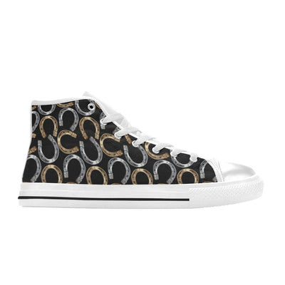 Horseshoe Print Design LKS305 High Top Women's White Shoes