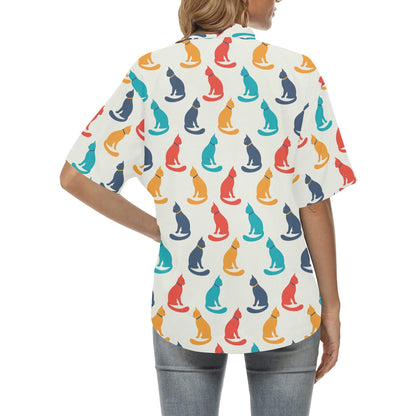 Cat Pattern Print Design 03 Women's Hawaiian Shirt