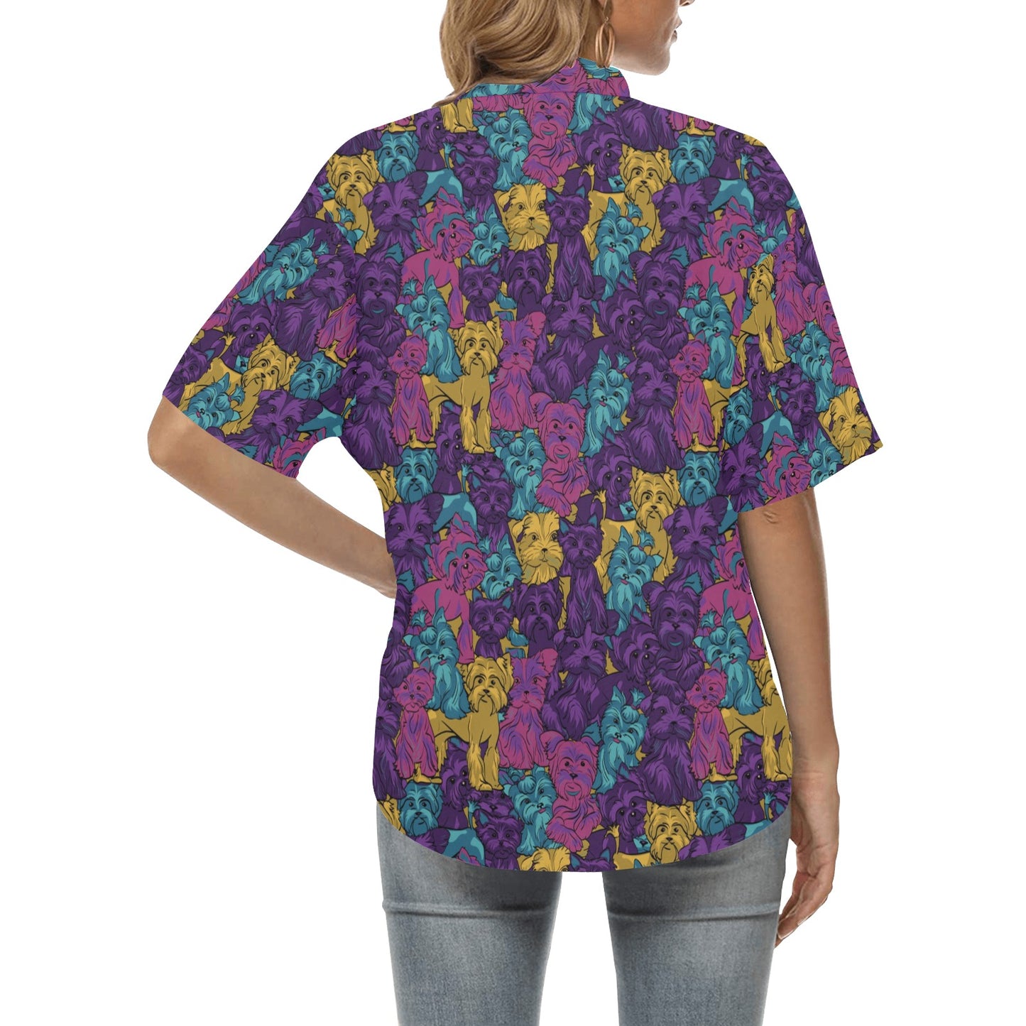 Yorkshire Terriers Print Design LKS3010 Women's Hawaiian Shirt