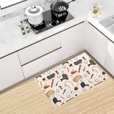 Equestrian Equipment Print Pattern Kitchen Mat