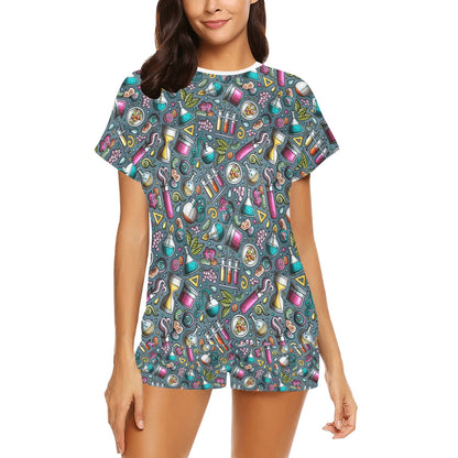 Science Print Design LKS304 Women's Short Pajama Set