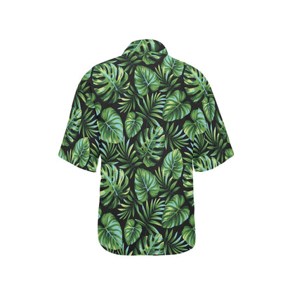 Palm Leaves Pattern Print Design PL013 Women's Hawaiian Shirt