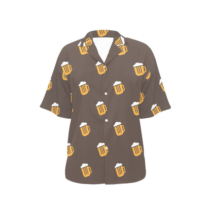 Beer Pattern Print Design 01 Women's Hawaiian Shirt