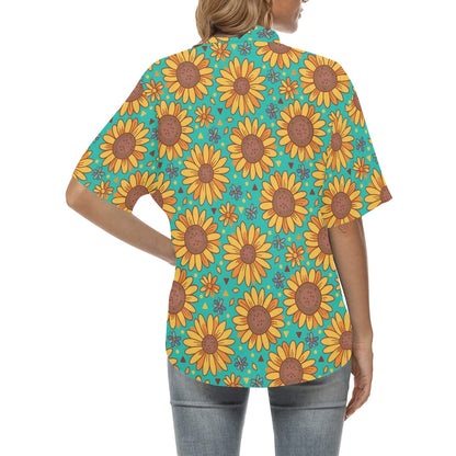 Sunflower Pattern Print Design SF013 Women's Hawaiian Shirt