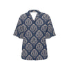 Damask Blue Luxury Print Pattern Women's Hawaiian Shirt