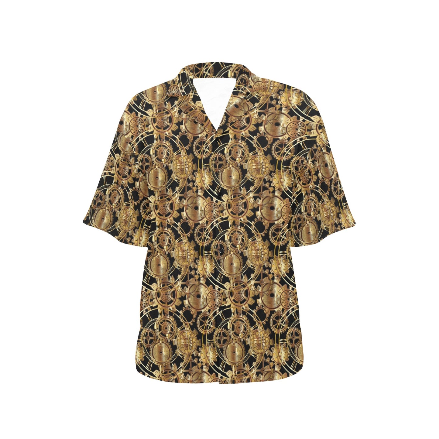 Steampunk Gear Design Themed Print Women's Hawaiian Shirt