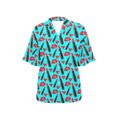 Lipstick Pattern Print Design LT02 Women's Hawaiian Shirt