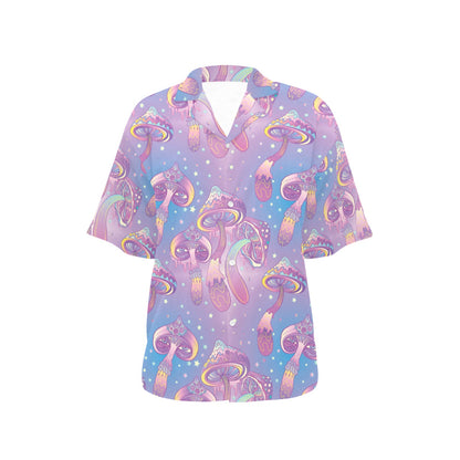 Psychedelic Mushroom Pattern Print Design A01 Women's Hawaiian Shirt