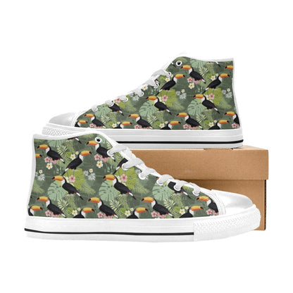 Toucan Print Design LKS304 High Top Women's White Shoes