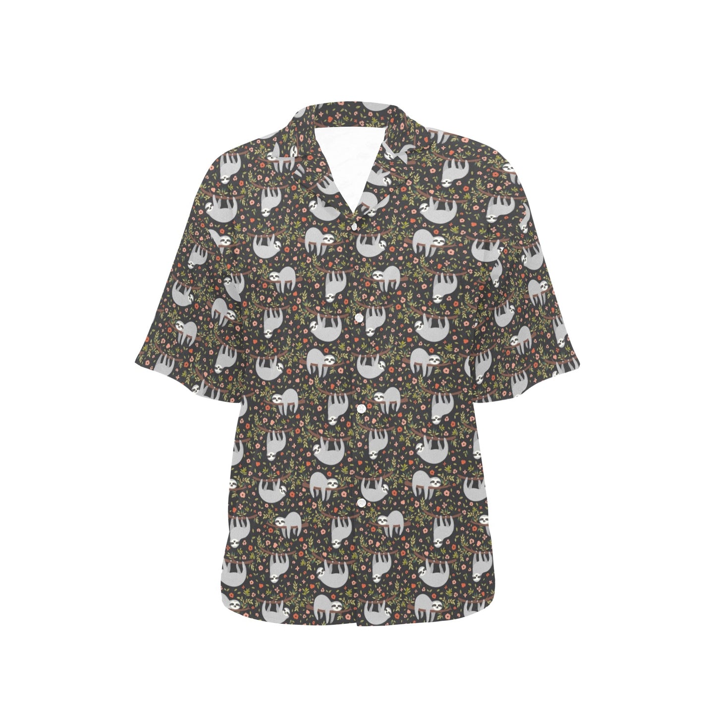 Sloth Cute Design Themed Print Women's Hawaiian Shirt