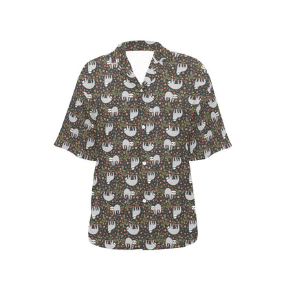 Sloth Cute Design Themed Print Women's Hawaiian Shirt