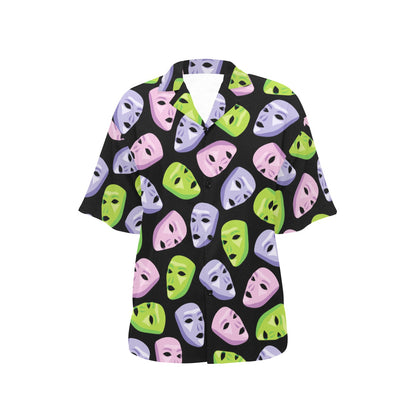 Acting Mask Pattern Print Design 04 Women's Hawaiian Shirt