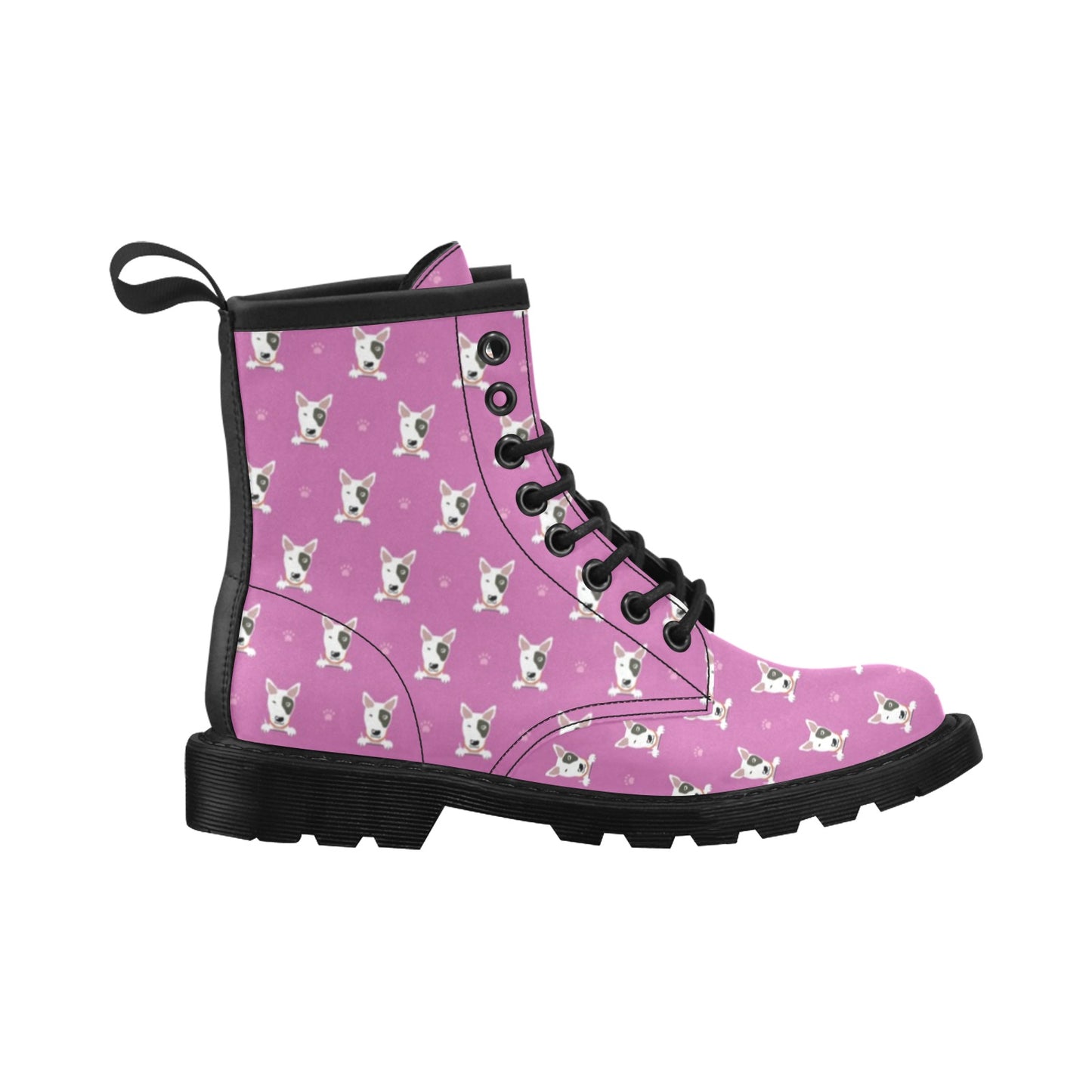 Bull Terrier Happy Print Pattern Women's Boots
