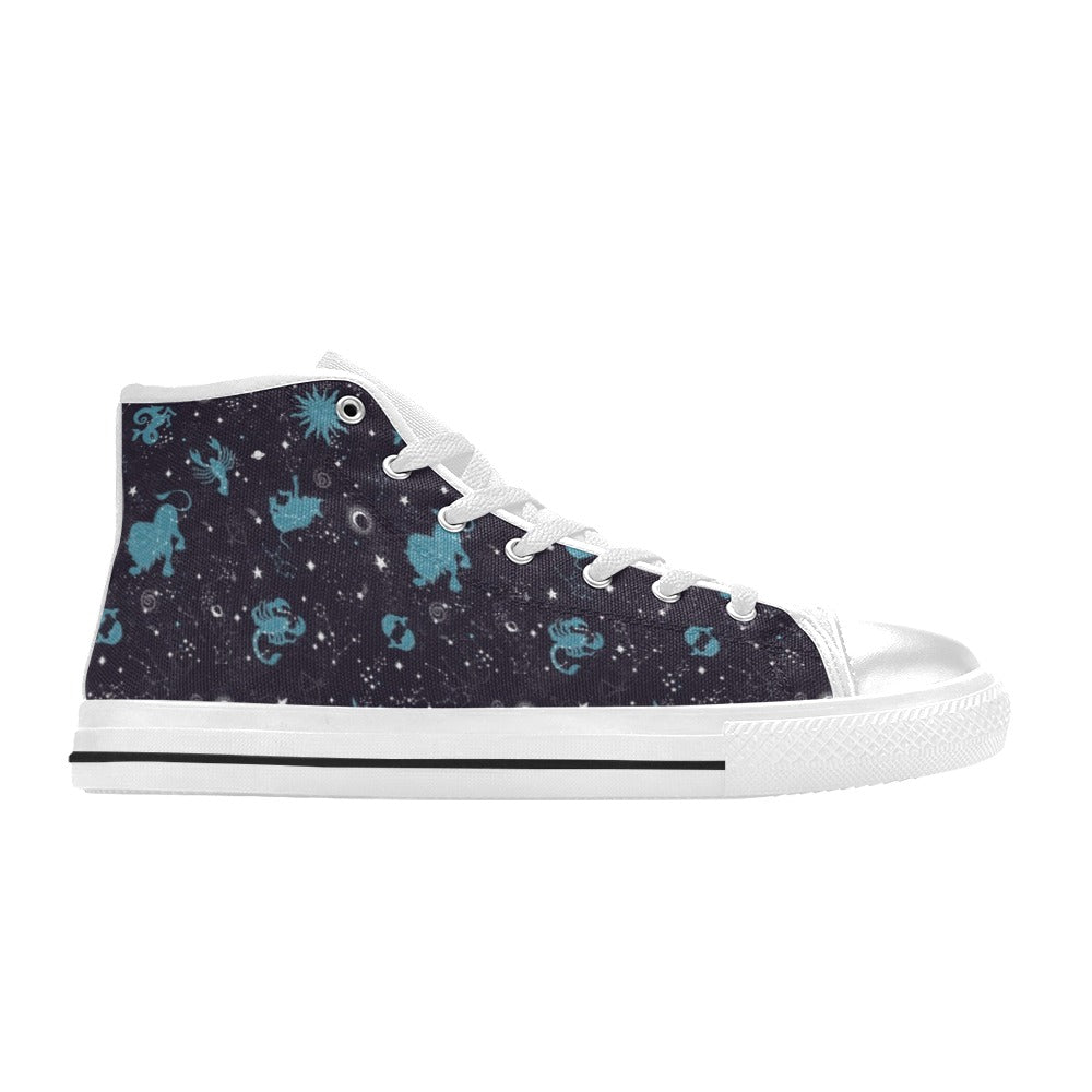 Zodiac Print Design LKS303 High Top Women's White Shoes